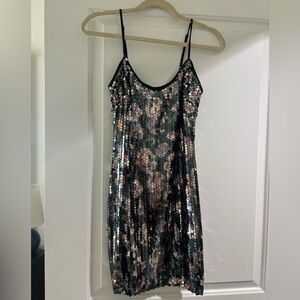 bebe Multicolor Sequin Mini Dress